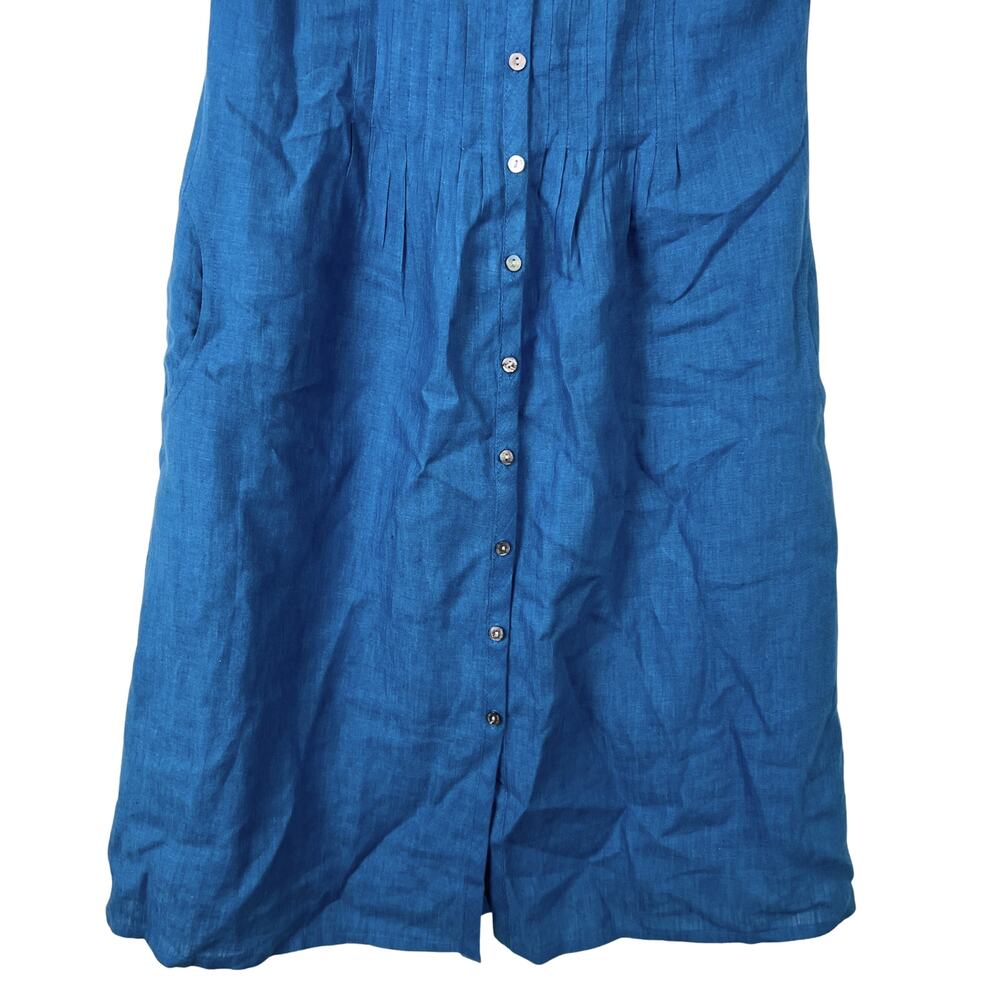 Poetry Blue Linen Button Front Dress Size US 2 - Picture 4 of 7
